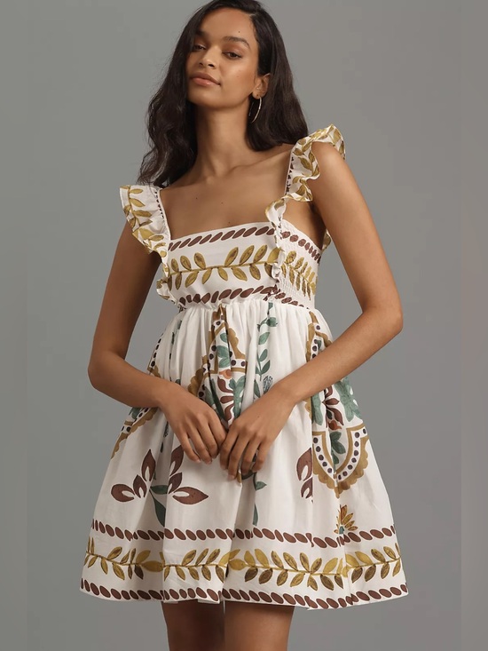 Anthropologie Dresses & Skirts - *NWT* ANTHROPOLOGIE Cotton Ruffle Sleeve Square Neck Mini Dress Small
